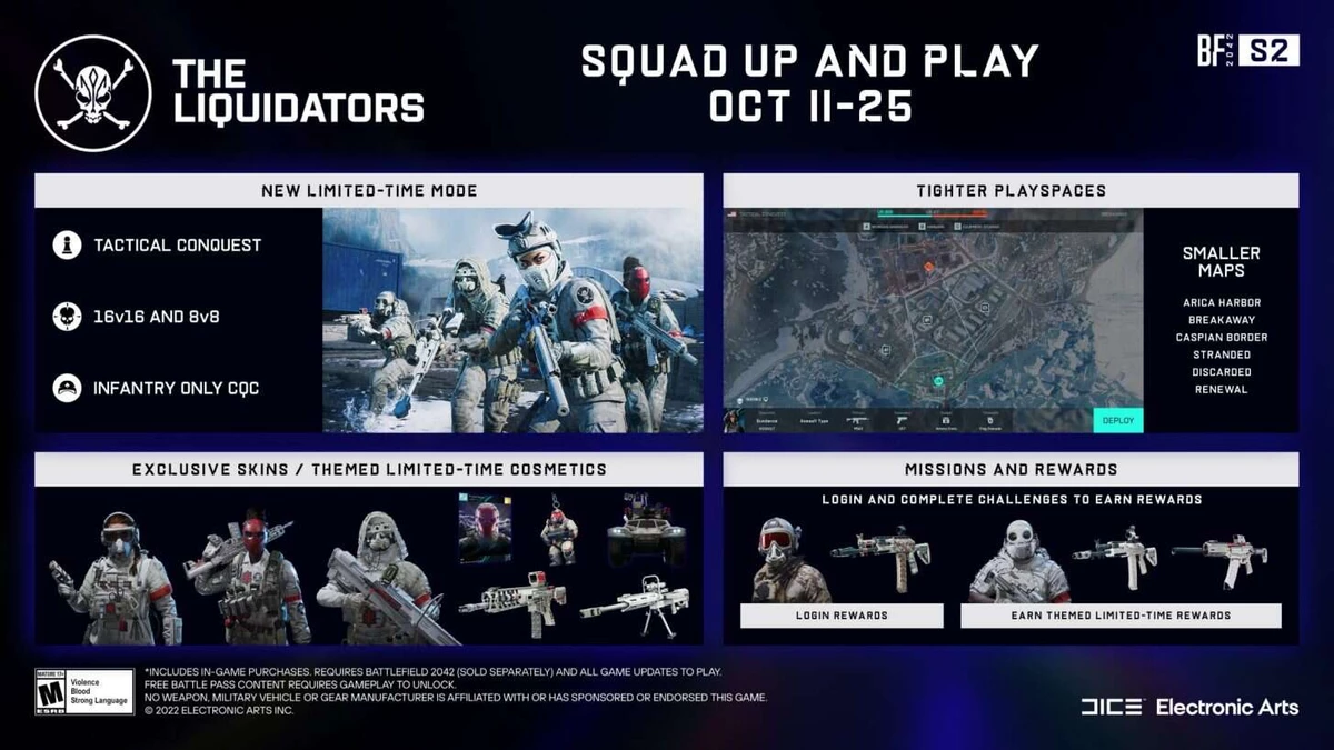 Разработчики Battlefield 2042 анонсировали ивент «The Liquidators» с новым режимом и наградами Разработчики Battlefield 2042 анонсировали ивент «The Liquidators» с новым режимом и наградами