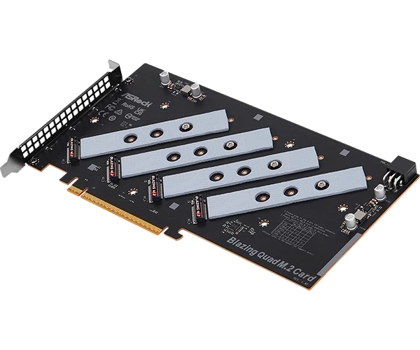 ASRock представила PCIe-карту для четырех PCIe 5.0 SSD и скоростей в 128 Гб/с ASRock представила PCIe-карту для четырех PCIe 5.0 SSD и скоростей в 128 Гб/с