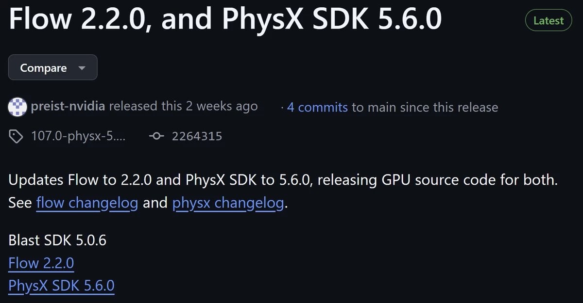 NVIDIA опубликовала исходный код PhysX и Flow